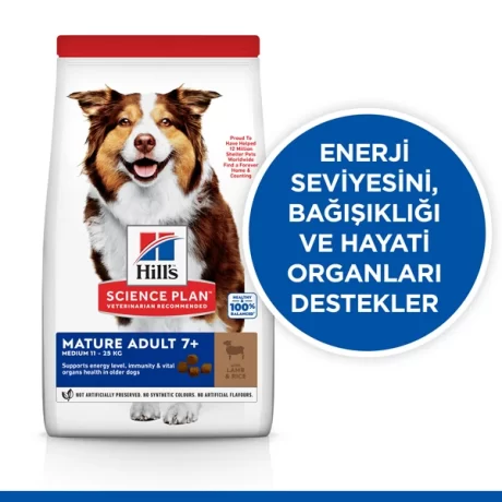 Hills Mature Adult +7 Orta Irk Kuzu Etli Yaşlı Köpek Maması